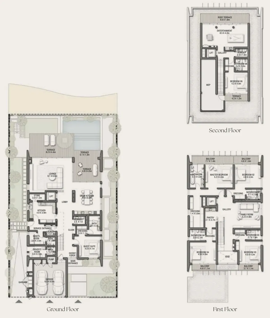 Palm Jebel Ali Villas 6 bed floor plan, 7,672 sqft
