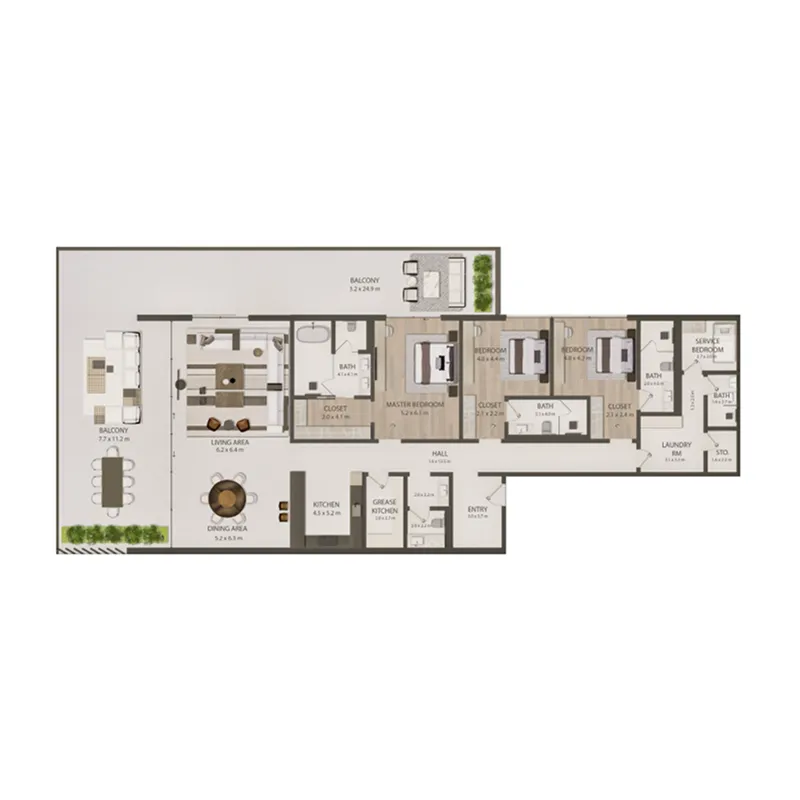 Omoria Private Residences 3 bed floor plan, 4,827 sqft