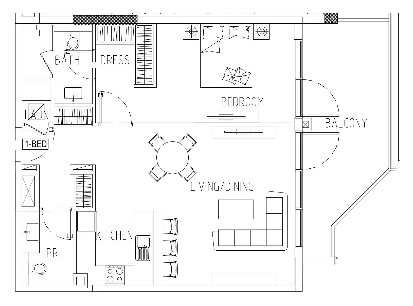 Damac Riverside Views 1 bed floor plan, 1,021 sqft