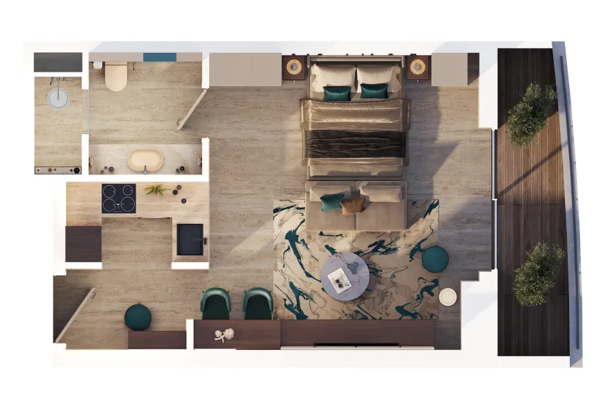 MAG 777 Studio floor plan, 478 sqft