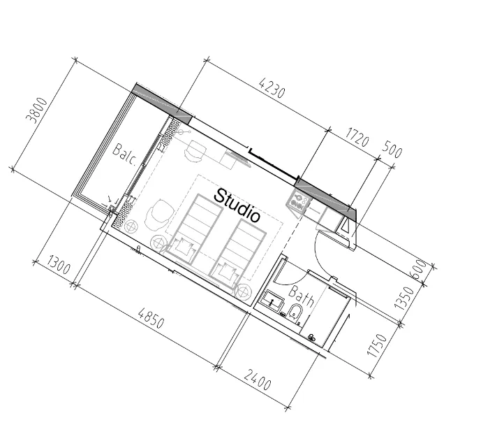 Damac Hills 2 - Hotel Edge by Rotana Studio floor plan, 356 sqft