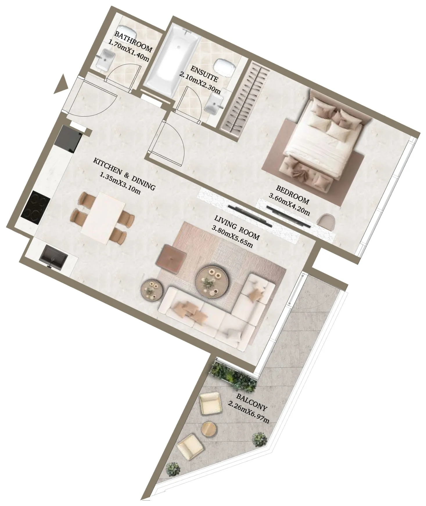 Arthouse Hills 1 bed floor plan, 801 sqft