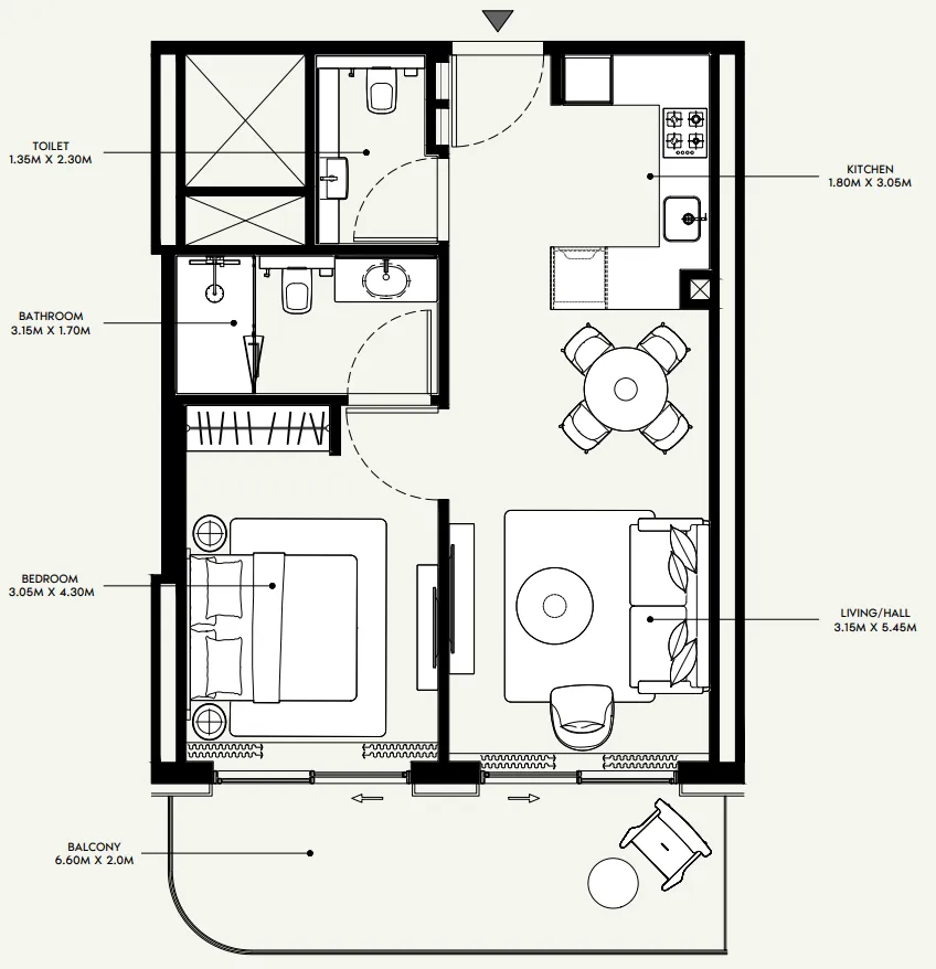 Azizi Venice 1 bed floor plan, 610 – 904 sqft