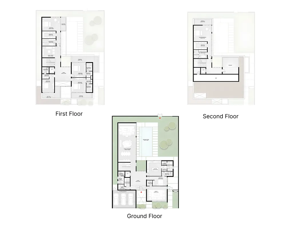 Sequoia 6 bed floor plan, 9,235 sqft