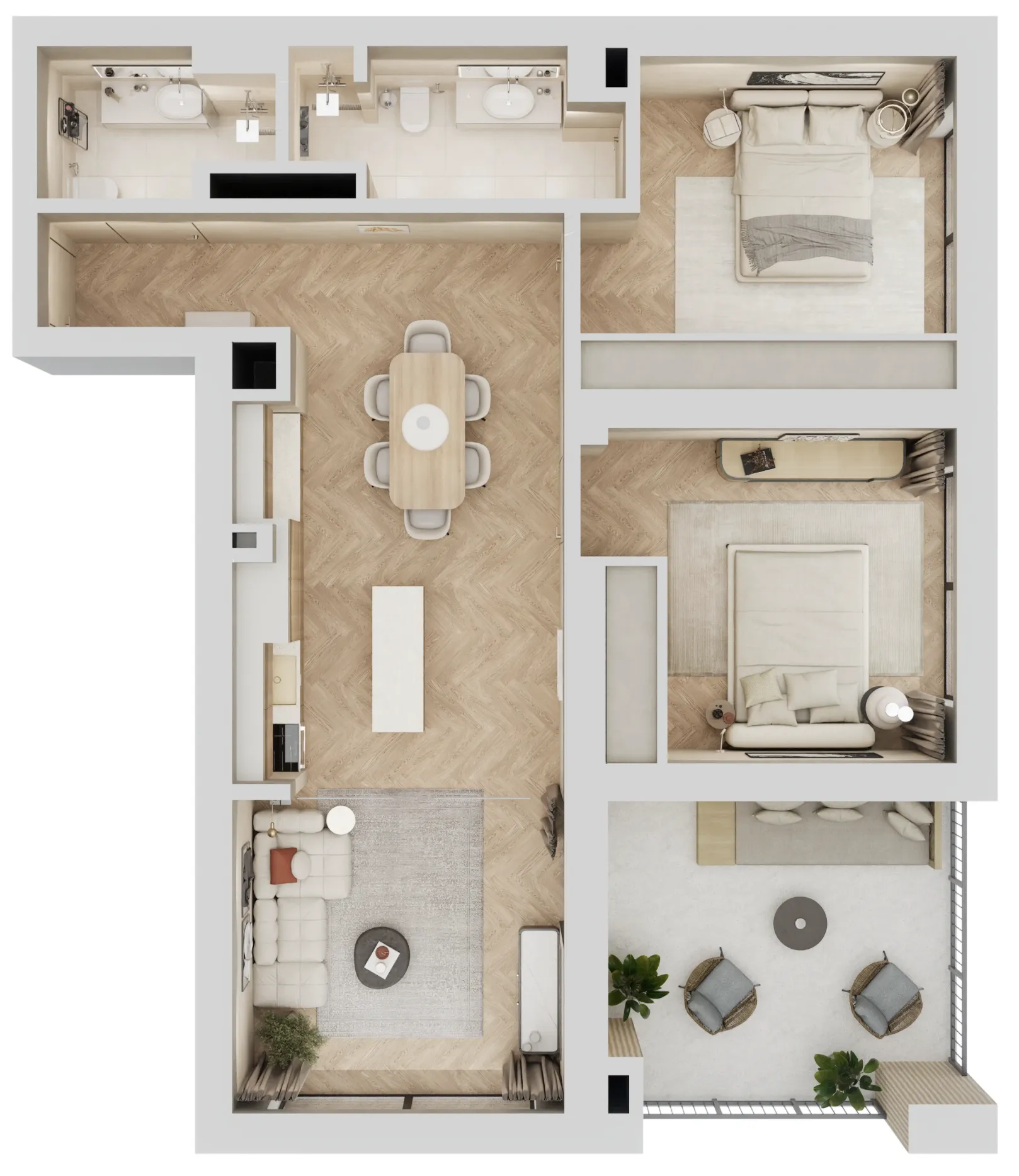 Arisha Terraces 2 bed floor plan, 1,111 sqft