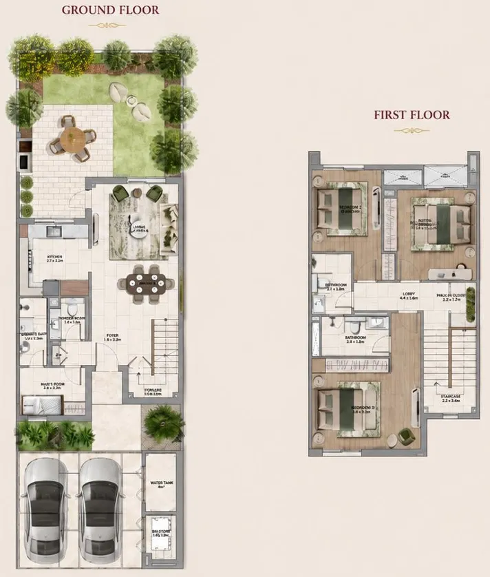 Yas Acres - The Orchids 3 bed floor plan, 1,722 sqft