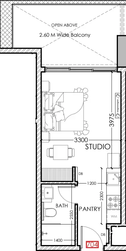 Al Haseen Residences 5 Studio floor plan, 396 sqft