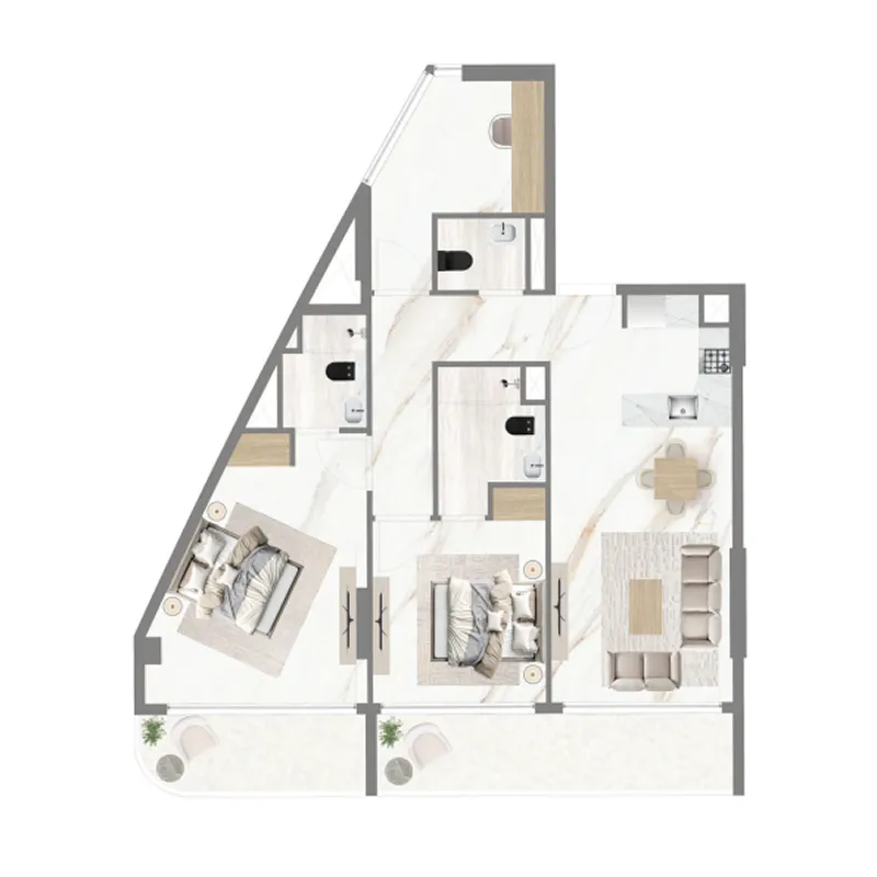 Celesto 2 2 bed floor plan, 1,074 sqft