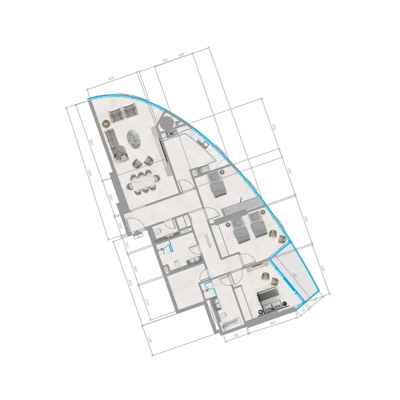 Orchid Towers Phase 1 3 bed floor plan, 1,674 sqft