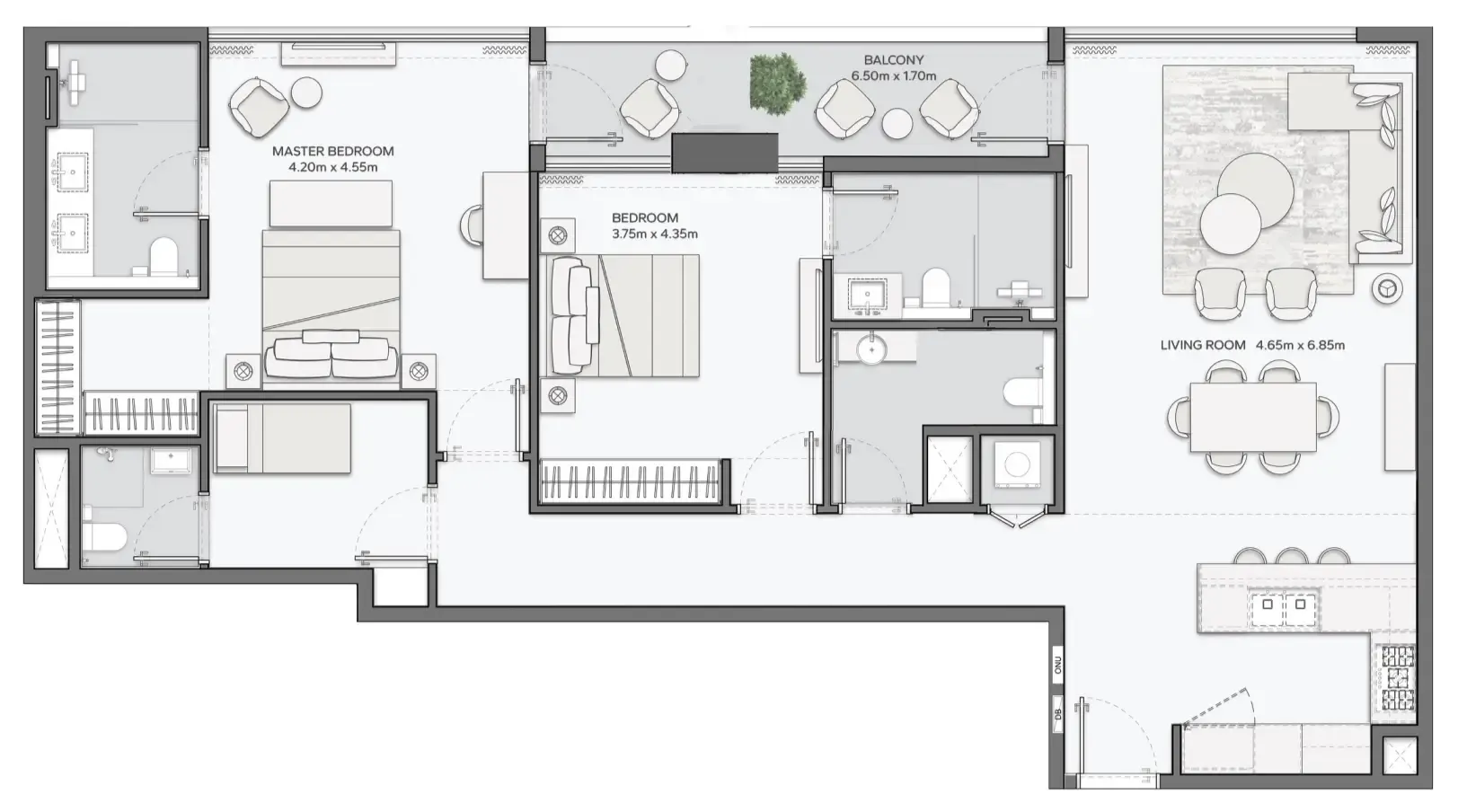 Mansory Residences by Amaal 2 bed floor plan, 1,612 sqft