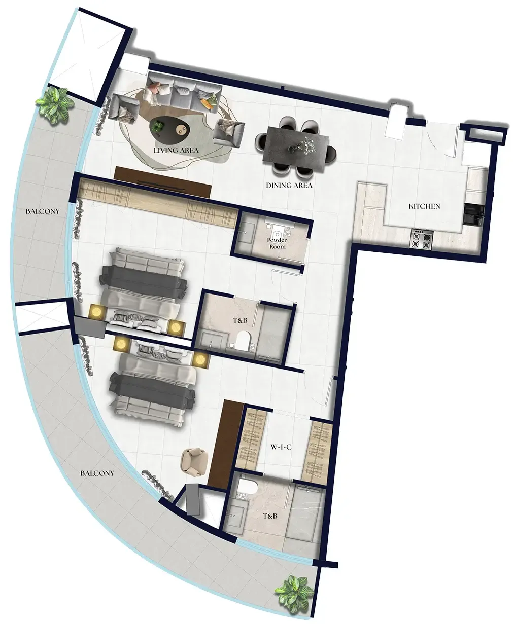 Xenia Residence 2 bed floor plan, 1,518 sqft
