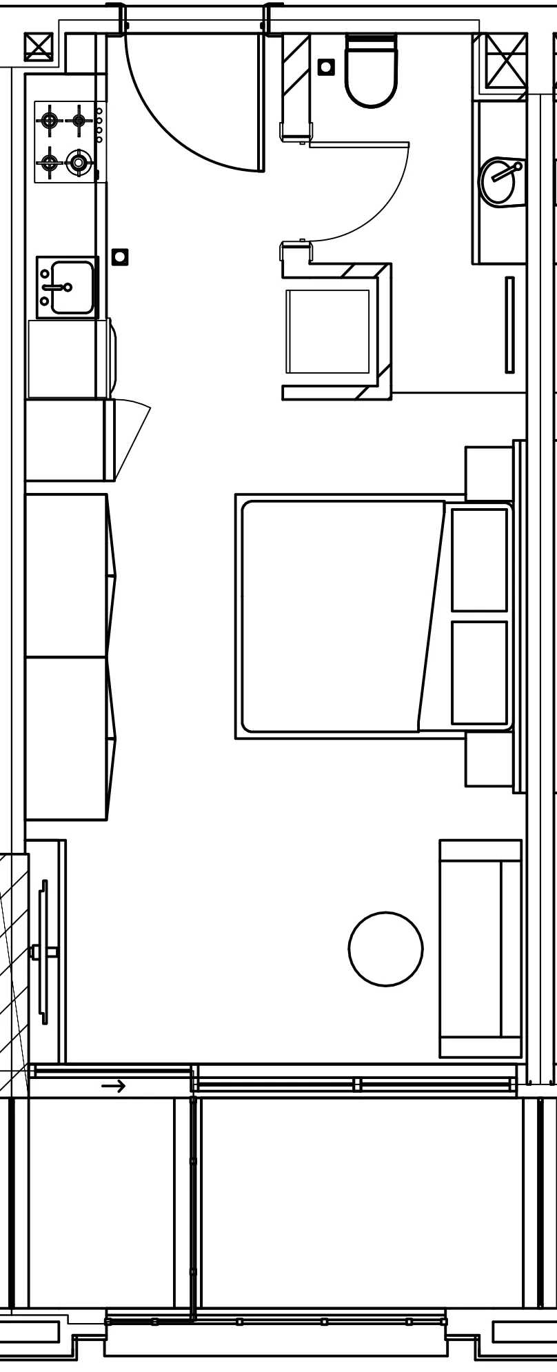 Berkeley Square Studio floor plan, 351 sqft