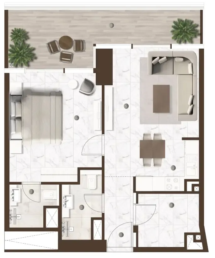 Onda by Kasco 1 bed floor plan, 642 sqft