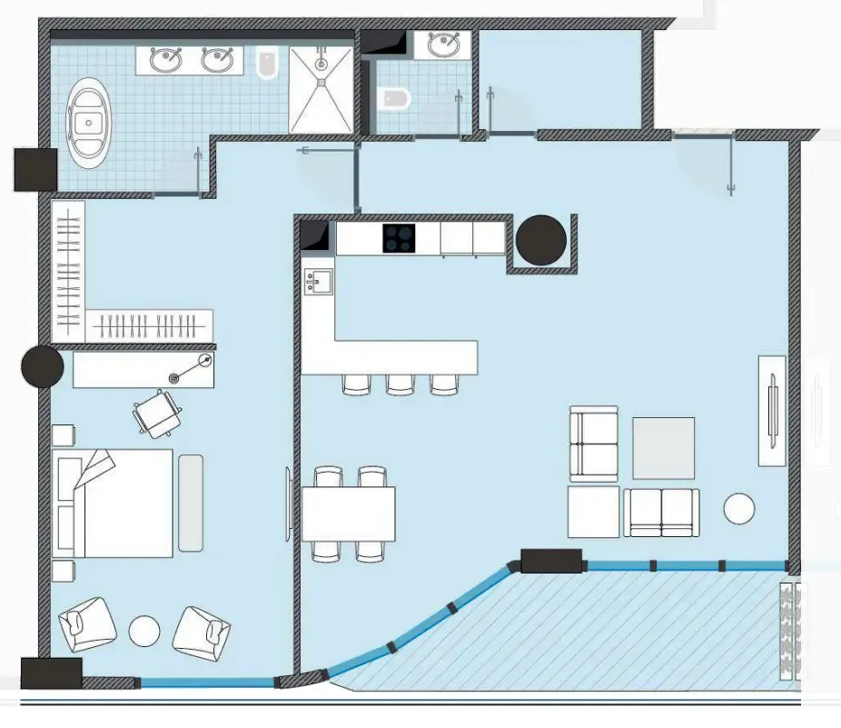 NEXT Coral 1 bed floor plan, 1,417 sqft