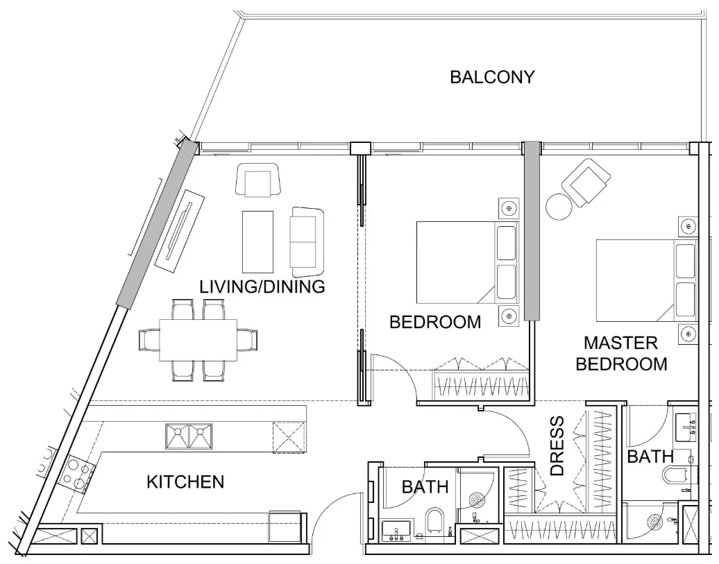 Golf Greens 2 bed floor plan, 1,228 sqft