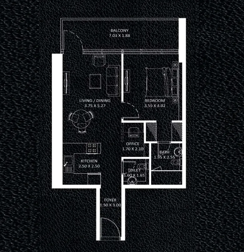 Viewz 1 bed floor plan, 806 sqft