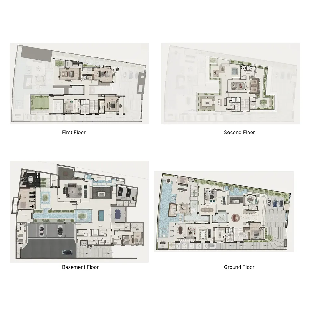 Mews Mansions 5 bed floor plan, 25,091 – 25,215 sqft