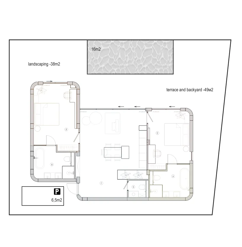 Ardhana Residence Villas 2 bed floor plan, 1,023 sqft