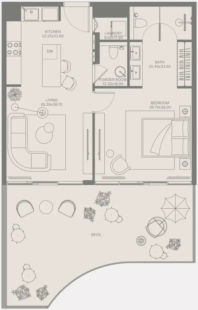 Bond Enclave 1 bed floor plan, 928 sqft
