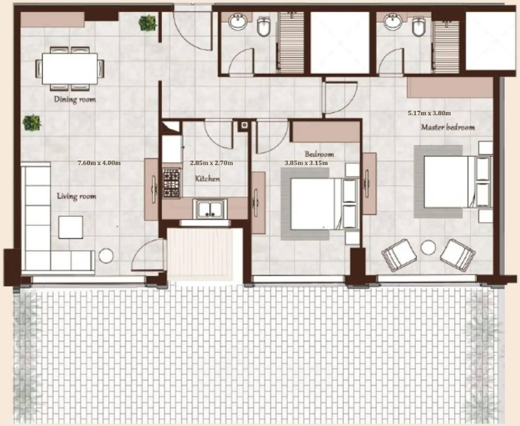 Maison Cannelle Residence 2 bed floor plan, 1,833 sqft