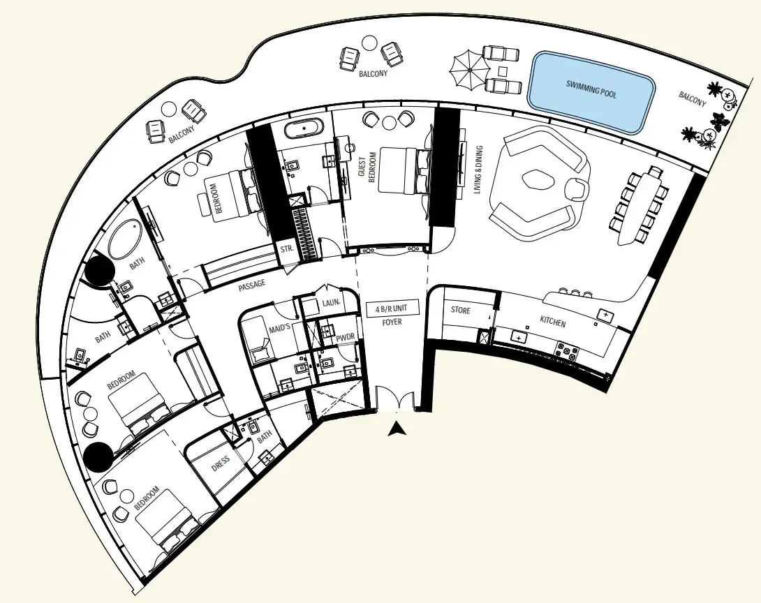 Mercedes-Benz Places by Binghatti 4 bed floor plan, 3,662 sqft
