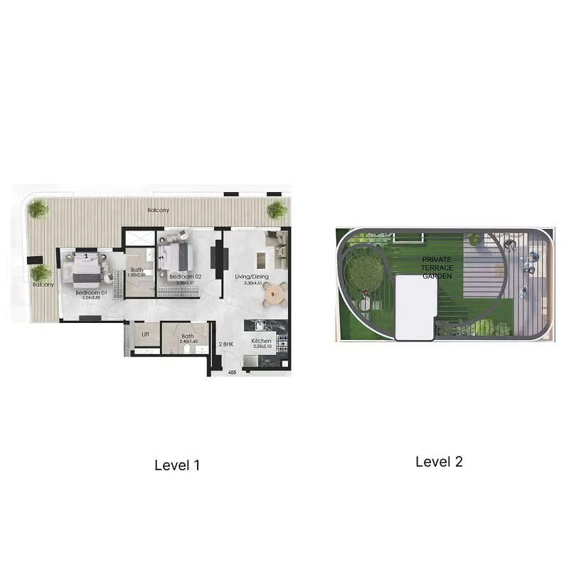 Aristo 2 bed floor plan, 1,870 sqft