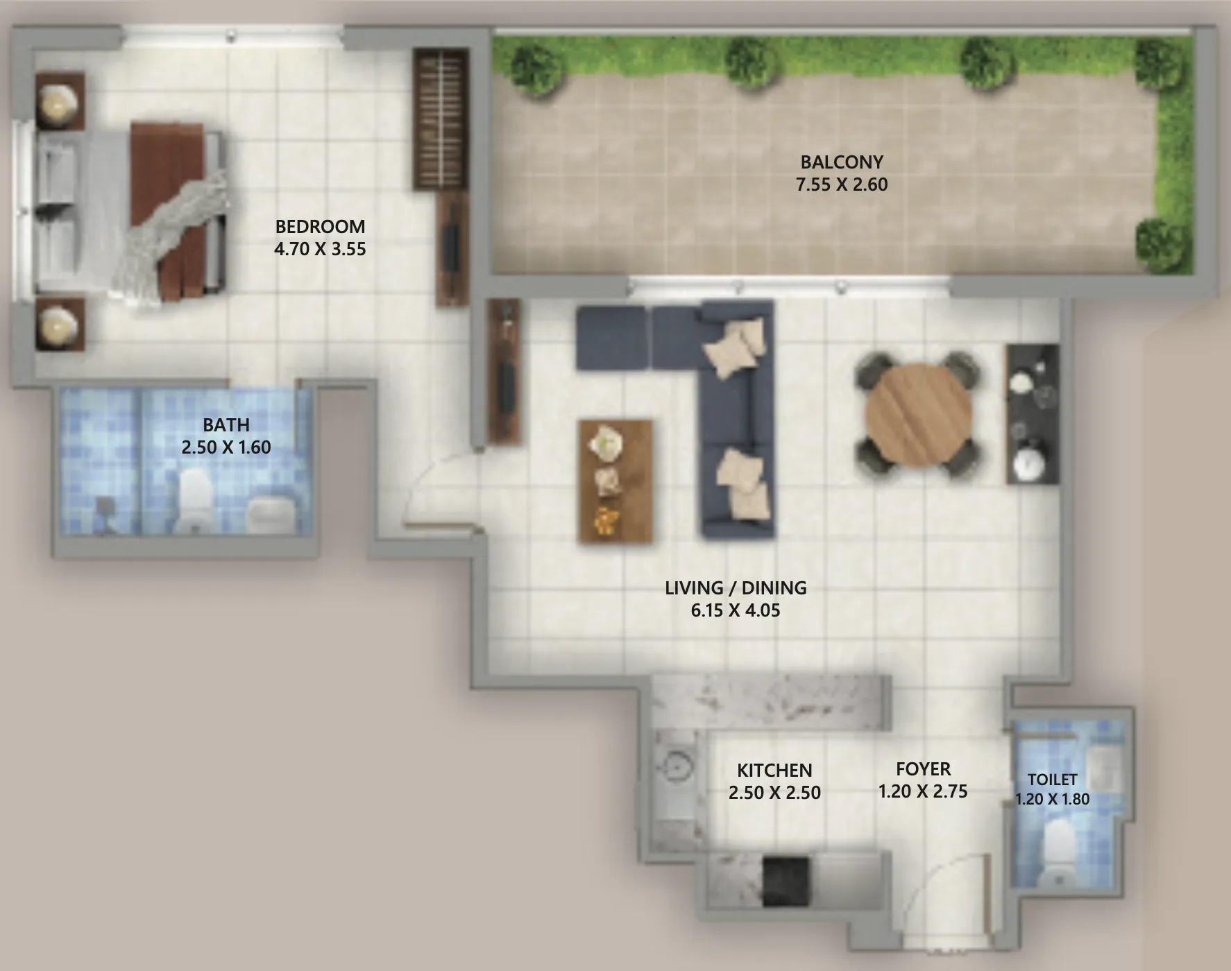 Linden Residences 1 bed floor plan, 861 – 951 sqft