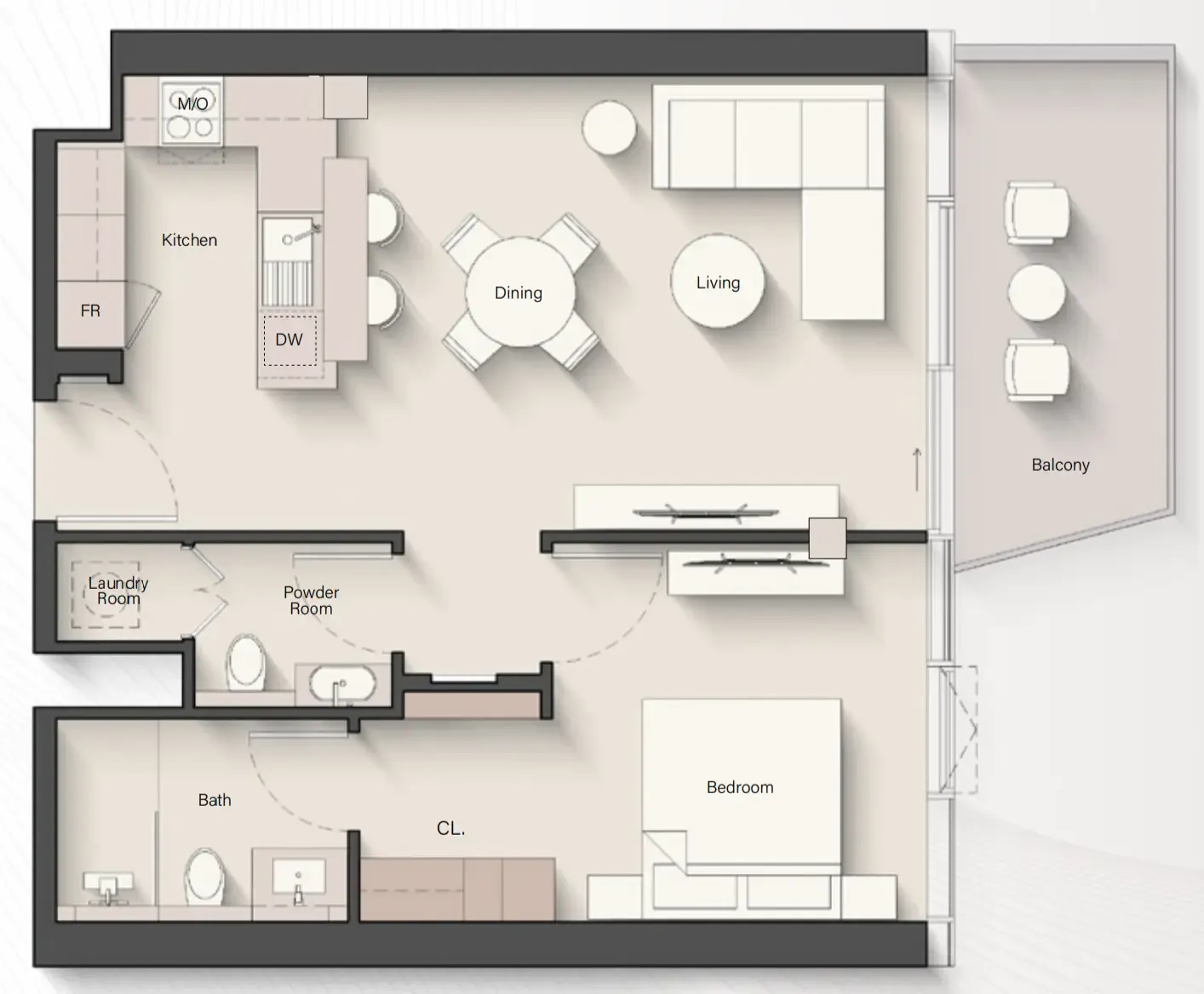 Portside Square 1 bed floor plan, 792 sqft
