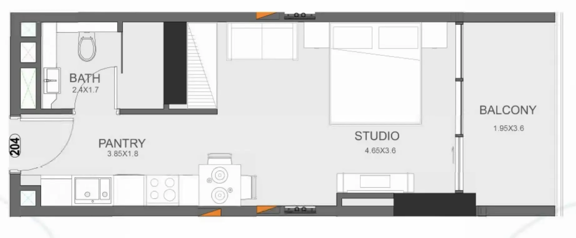 Floarea Oasis Studio floor plan, 425 sqft