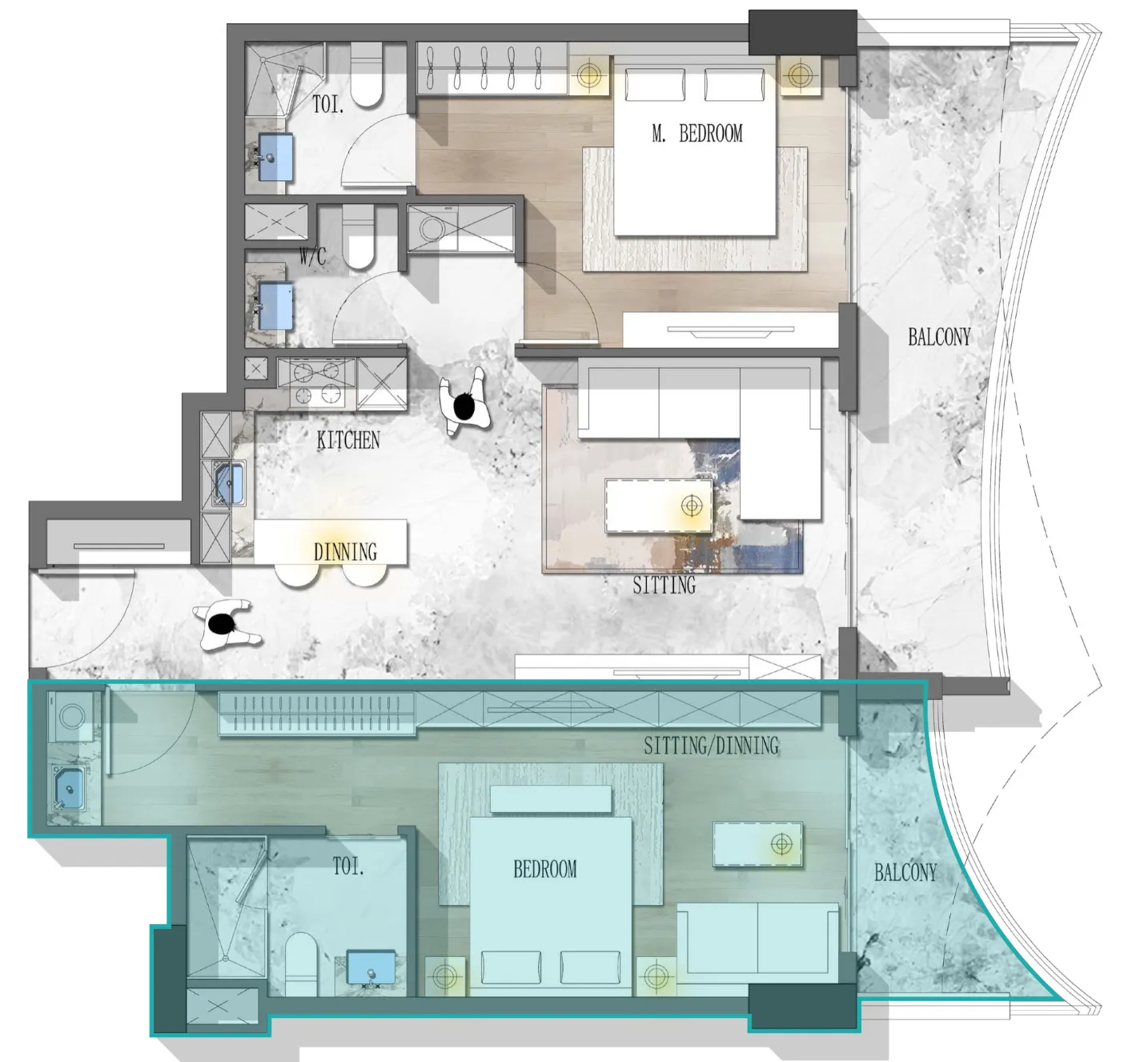 Stamn Nautis Residences 2 bed floor plan, 1,098 – 1,391 sqft