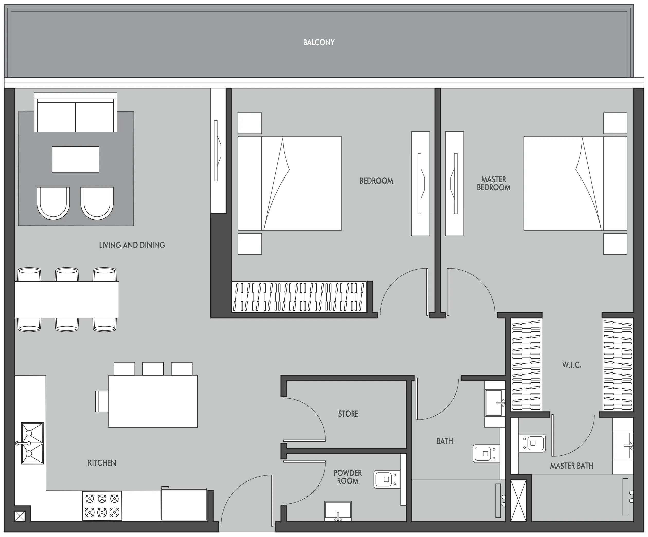 Golf Place 2 bed floor plan, 1,296 sqft
