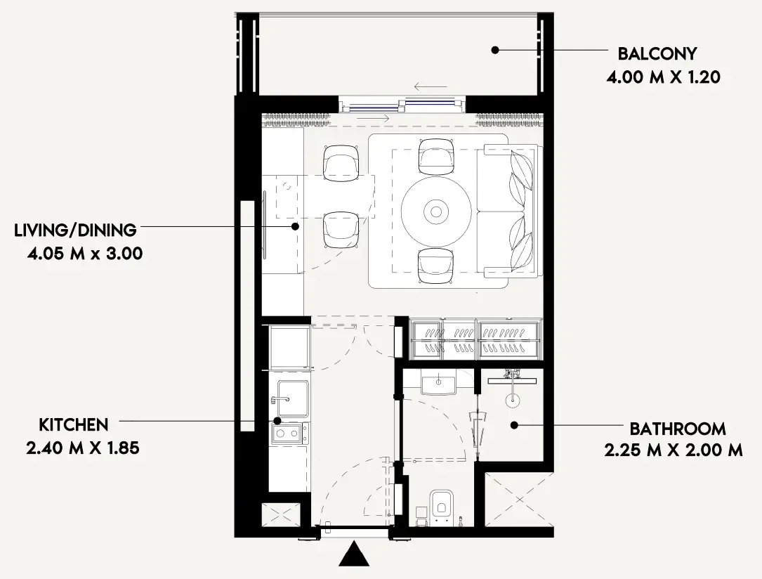 Azizi Lina Studio floor plan, 327 sqft