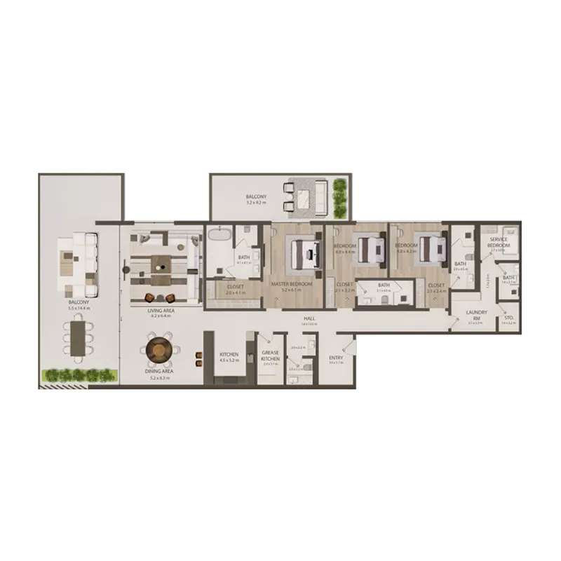 Omoria Private Residences 3 bed floor plan, 4,015 sqft