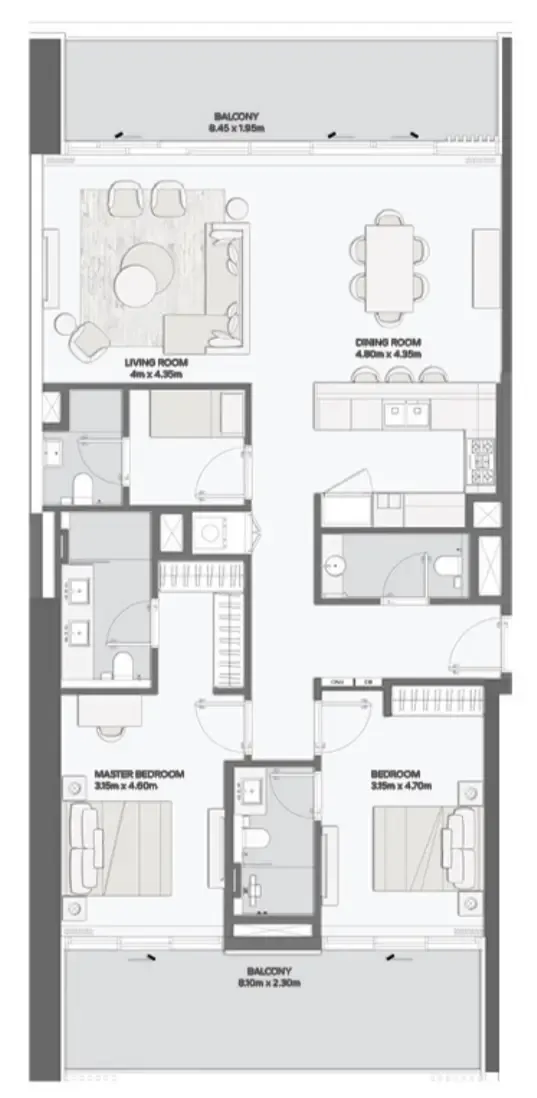 Mansory Residences by Amaal 2 bed floor plan, 1,862 sqft