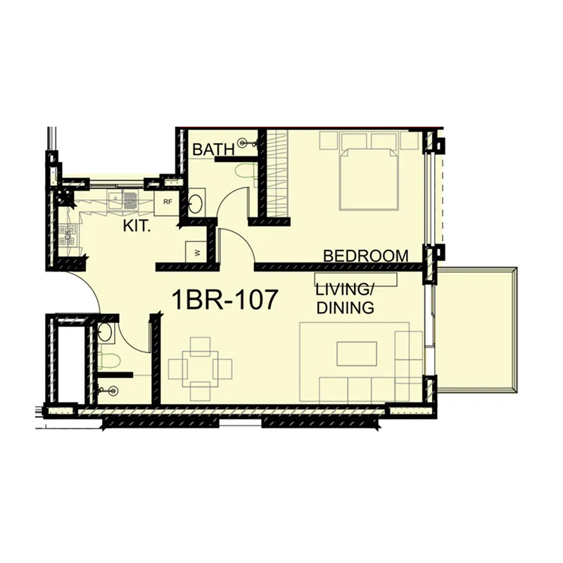 Dezire South 1 bed floor plan, 746 sqft