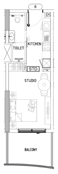 Damac Lagoons Views Phase 3 Studio floor plan, 387 sqft