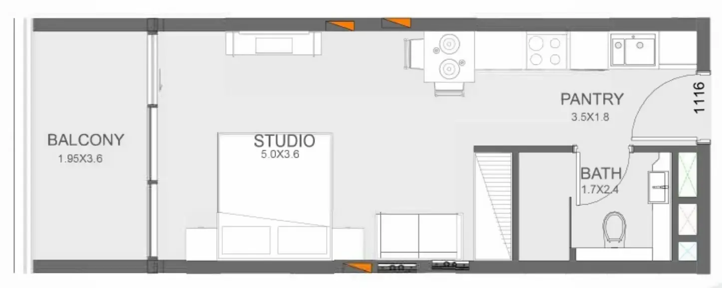 Floarea Oasis Studio floor plan, 425 sqft