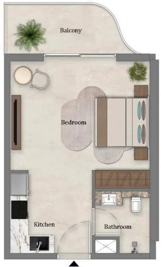 Mirari Lagoon by Zoya Studio floor plan, 426 sqft