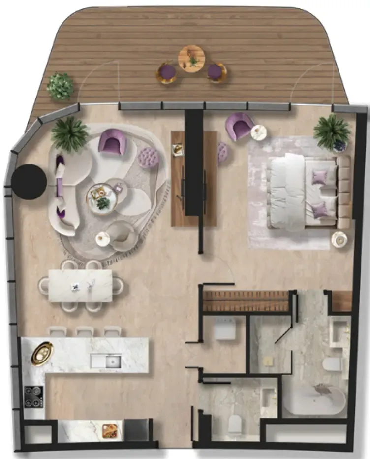 Taj Wellington Mews 1 bed floor plan, 1,217 sqft