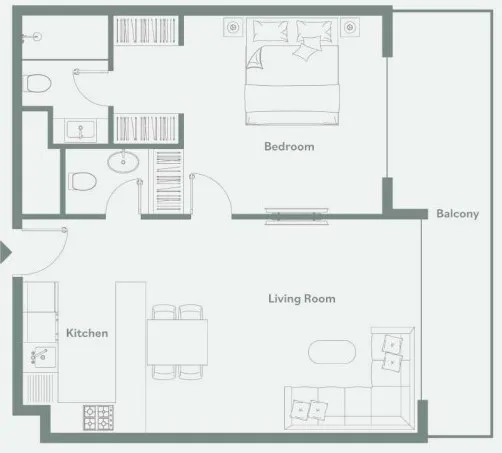 Luma Park Views 1 bed floor plan, 838 sqft