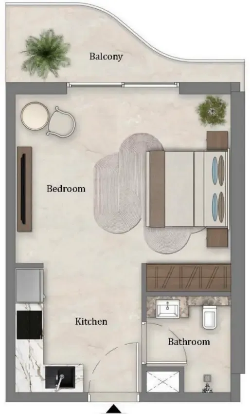 Mirari Lagoon by Zoya Studio floor plan, 397 sqft