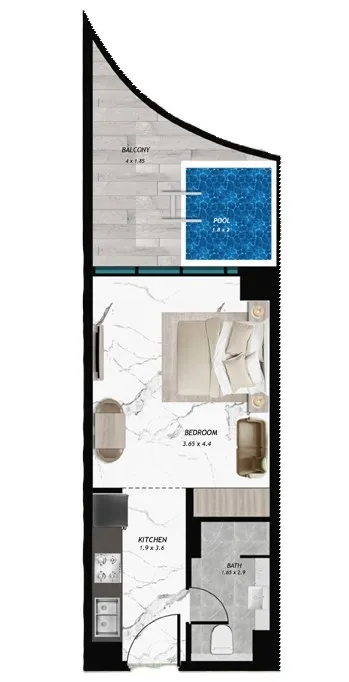 Samana Barari Views 2 Studio floor plan, 460 sqft