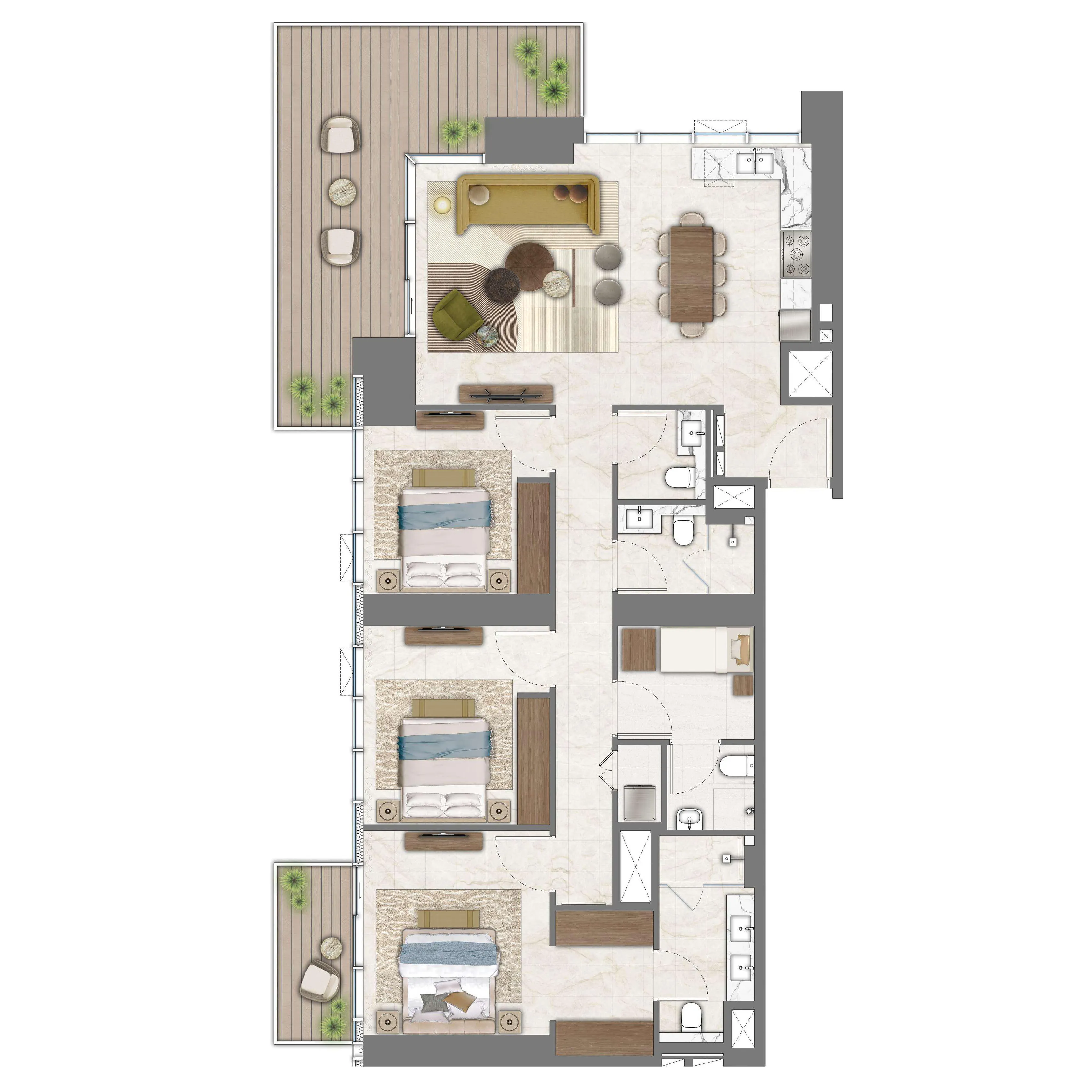 Address Residences Zabeel 3 bed floor plan, 1,821 sqft