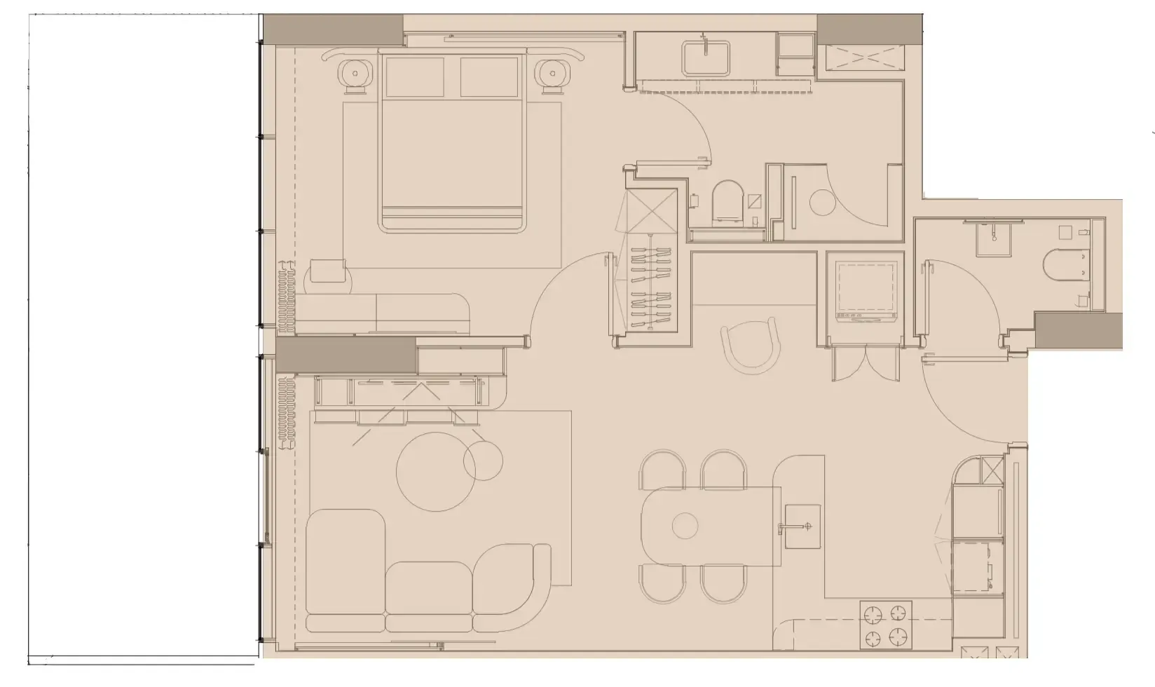Pearl House IV 1 bed floor plan, 897 sqft