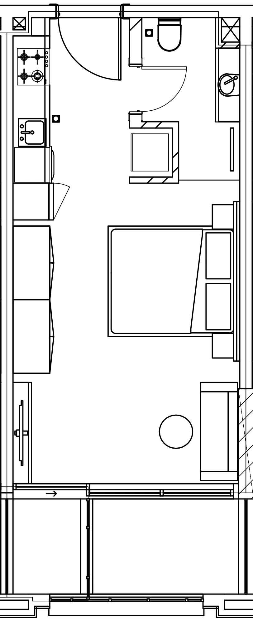Berkeley Square Studio floor plan, 350 sqft