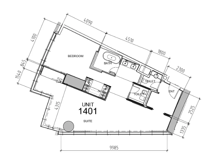 Damac Towers by Paramount 1 bed floor plan, 1,065 sqft