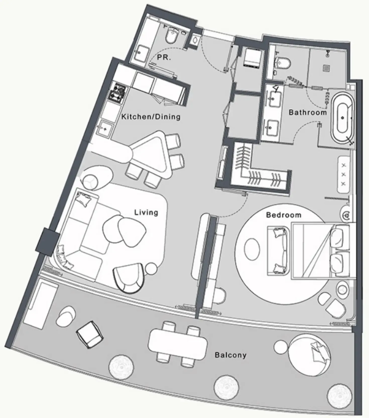 JW Marriott Residences and Resort 1 bed floor plan, 1,199 sqft