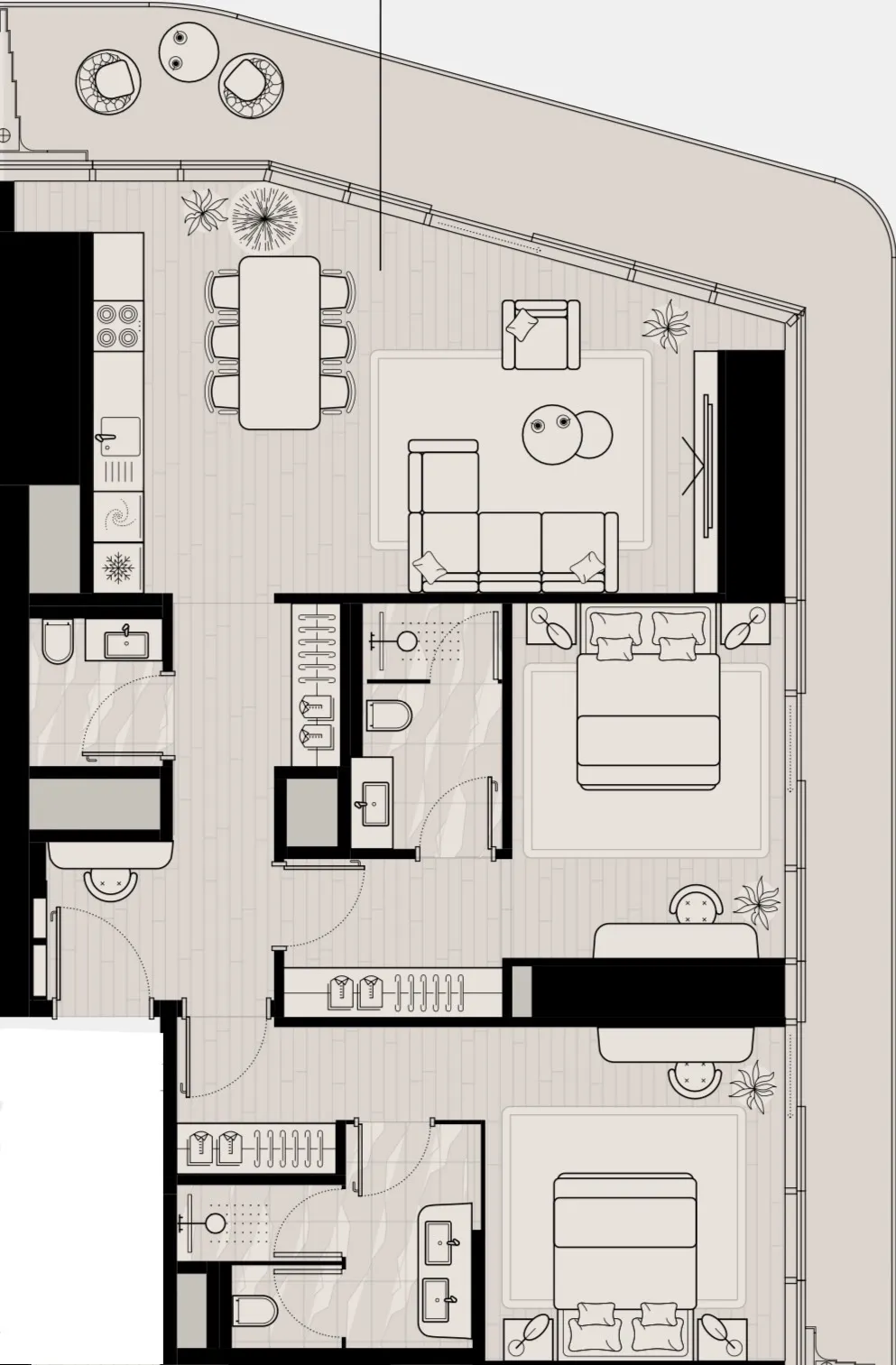 LIV Maritime 2 bed floor plan, 1,599 sqft