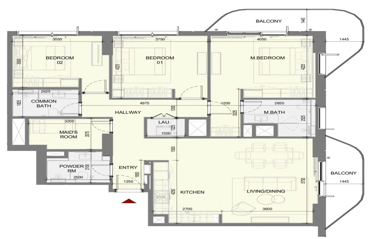 Takaya 3 bed floor plan, 1,691 sqft