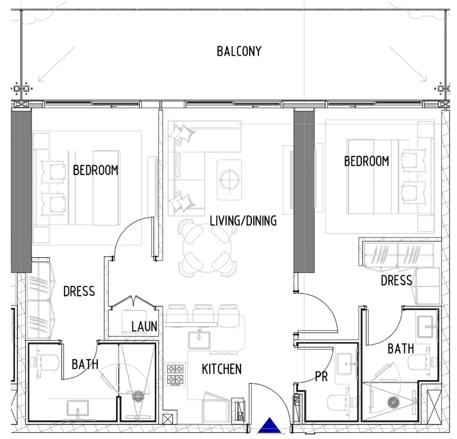 Chelsea Residences 2 bed floor plan, 1,163 sqft